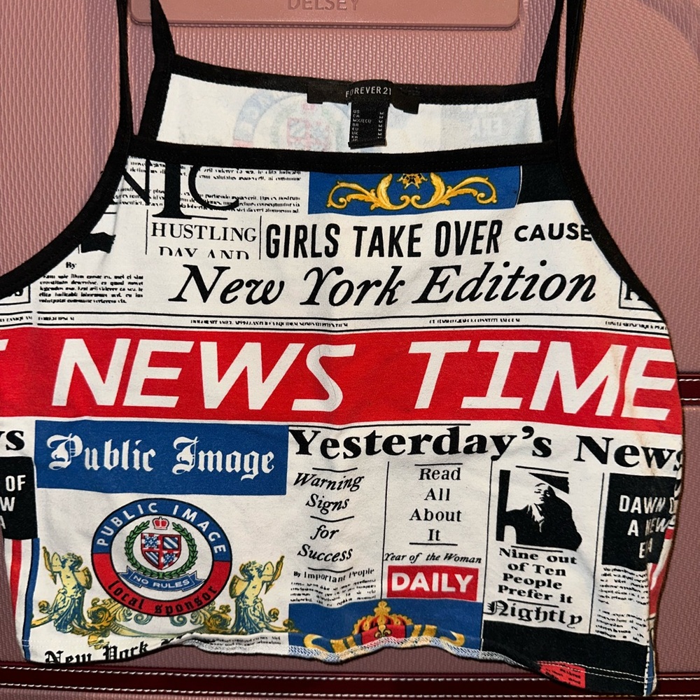 Forever 21 Graphic News Print Tank Top